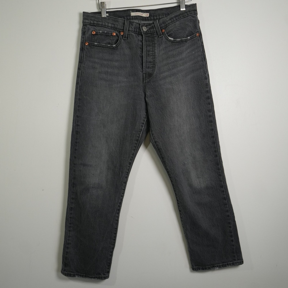 Levi's Wedgie Straight Jeans Women 28 Gray High Rise Button Fly Denim Casual
